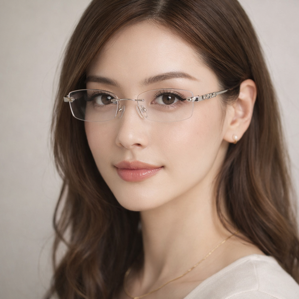 Silver Diamond Black Transparent Rimless Rectangle Eyewear | Pinelli Edition