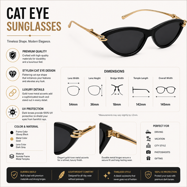royal knot Gold black cateye Sunglass