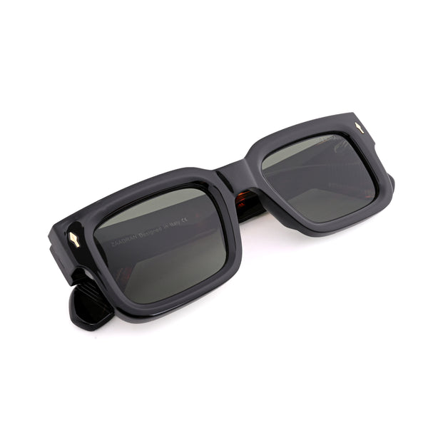 Almaty | Black Green Wayfarer Sunglass - (ZAADWFAMBLKGN0014)