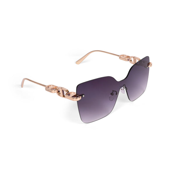 Mexico | Golden Black Rimless Oversize Sunglass