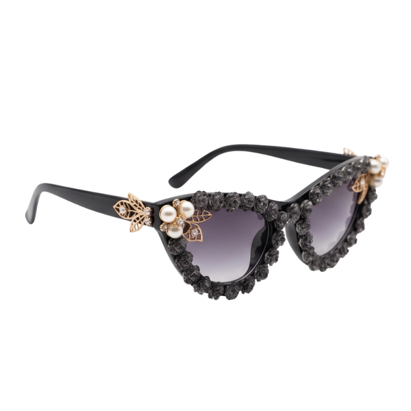 Enchanted Rose Cat‑Eye Black Sunglass