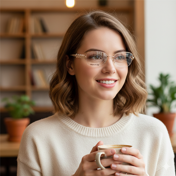 Cream Diamonds Transparent Rimless Rectangle Eyewear | Pinelli Edition