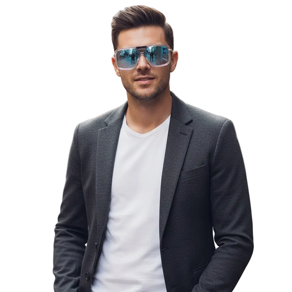 Zambia | White Blue Aviator Sunglass