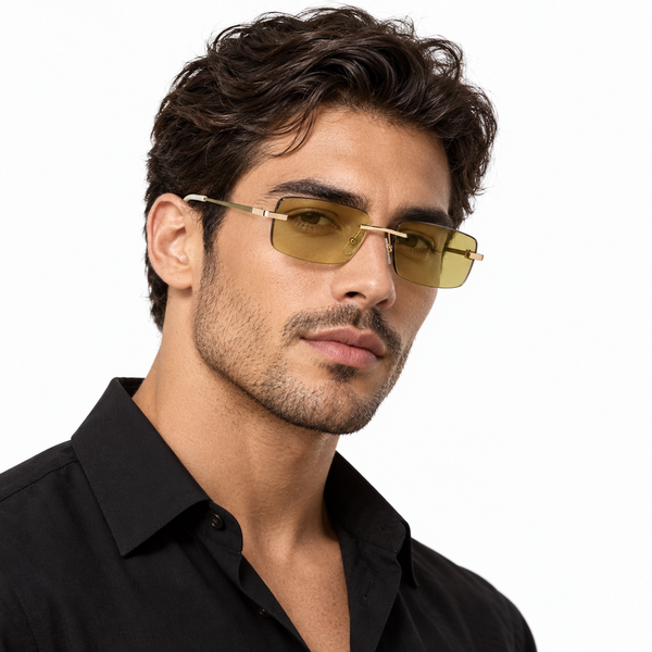 Richmond | Silver Green Rimless Rectangle Sunglass
