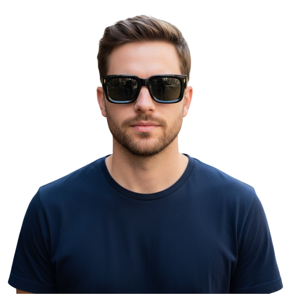 Almaty | Black Green Wayfarer Sunglass - (ZAADWFAMBLKGN0014)