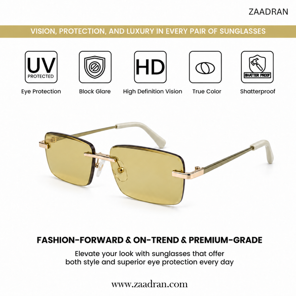 Richmond | Silver Green Rimless Rectangle Sunglass