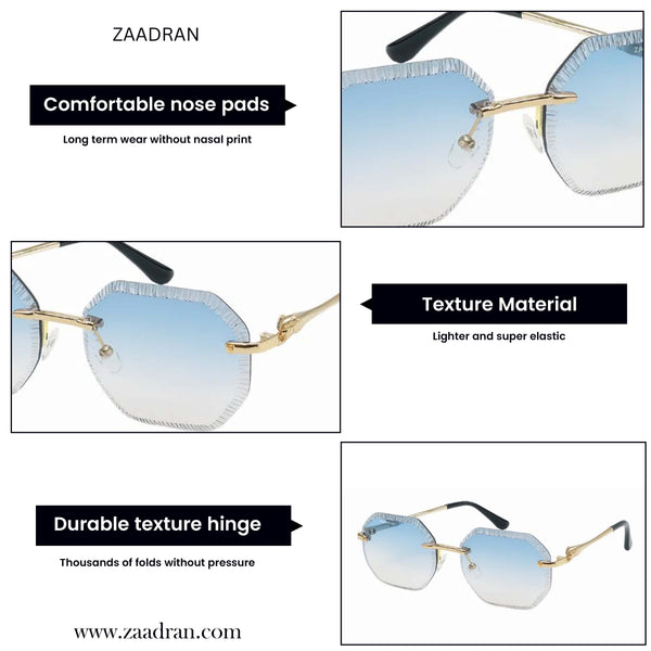 Millionaire | Blue Rimless Wayfarer Sunglass