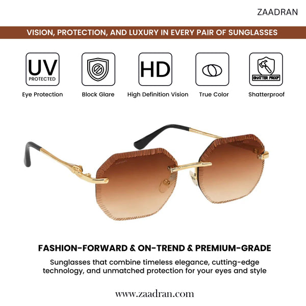 Millionaire | Brown Rimless Wayfarer Sunglass