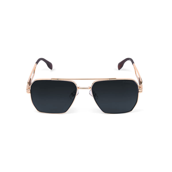 Alaska | Golden Black Aviator Sunglass - (ZAADWFALBLK0004)