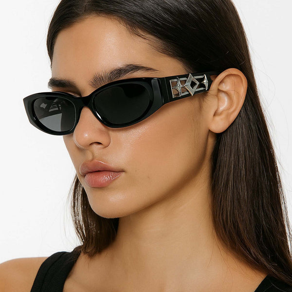 California | Black Silver Cateye Oval Sunglass