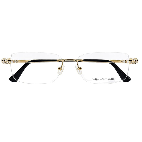 Black Golden four Diamond Leaf Transparent Rimeless Eyewear | Pinellii Edition