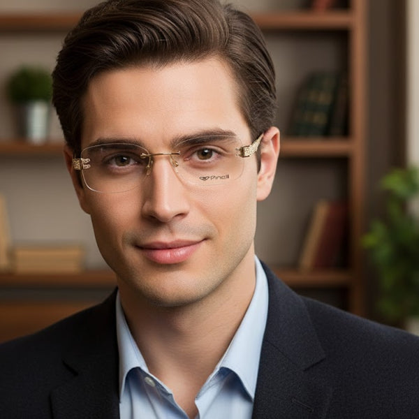 Cream Transparent Rimless Rectangle Eyewear |I1011| Pinelli Edition Opticals