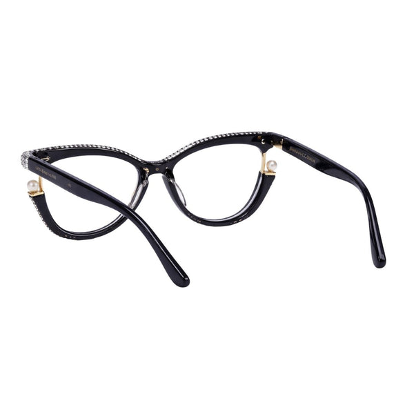 Diamond Cateyes | Black Fancy White Crystals Wayfarer Transparent Sunglass