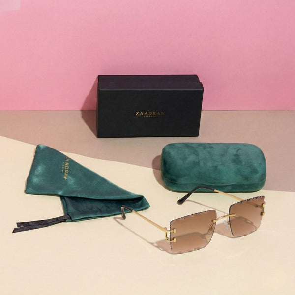 Alberta Diamond Cut | Peach Rimeless Sunglass - (ZAADRLABDCPCH0008)