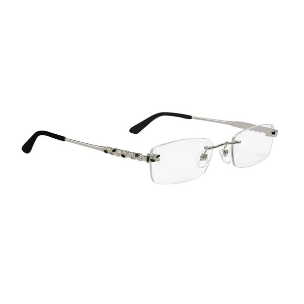 Silver Diamond Black Transparent Rimless Rectangle Eyewear | Pinelli Edition