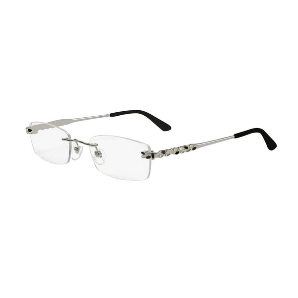 Silver Diamond Black Transparent Rimless Rectangle Eyewear | Pinelli Edition