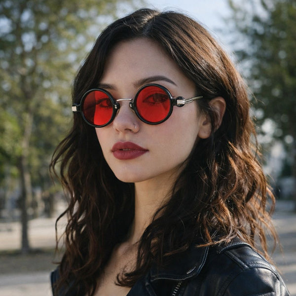 Tunisia | Black Red Round Sunglass