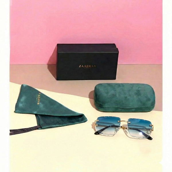 Alberta | Ocean blue Rimless Wayfarer Sunglass - (ZAADRLABOCBLU0009)