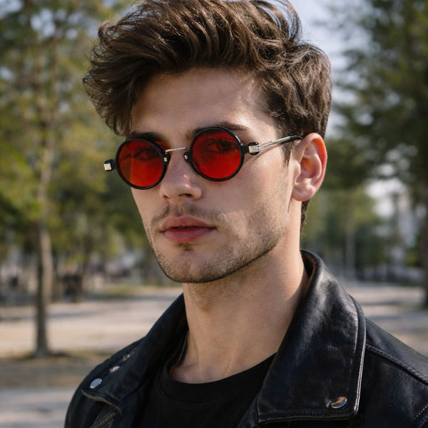 Tunisia | Black Red Round Sunglass