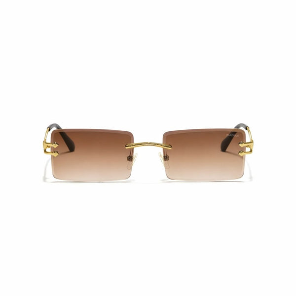 Austria | Golden Brown Rimless Rectangle Sunglass - (ZAADRLASGLDBR0020)