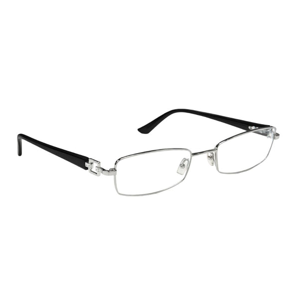 Black Silver Diamond Transparent Rimless Rectangle Eyewear | Pinelli Edition