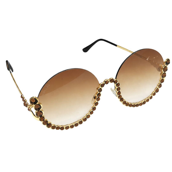 Vintage Underline | Golden Brown Round Sunglass