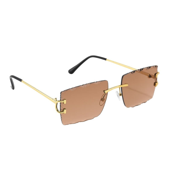 Alberta Diamond Cut | Peach Rimeless Sunglass - (ZAADRLABDCPCH0008)