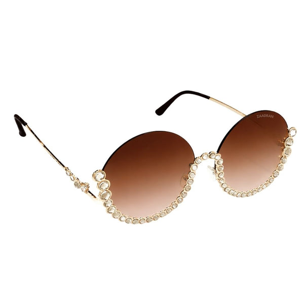 Vintage Underline | Golden Brown Dual Tone Round Sunglass