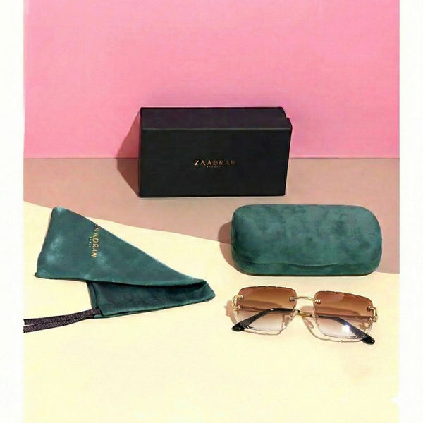 Alberta | Brown Rimless Square Sunglass