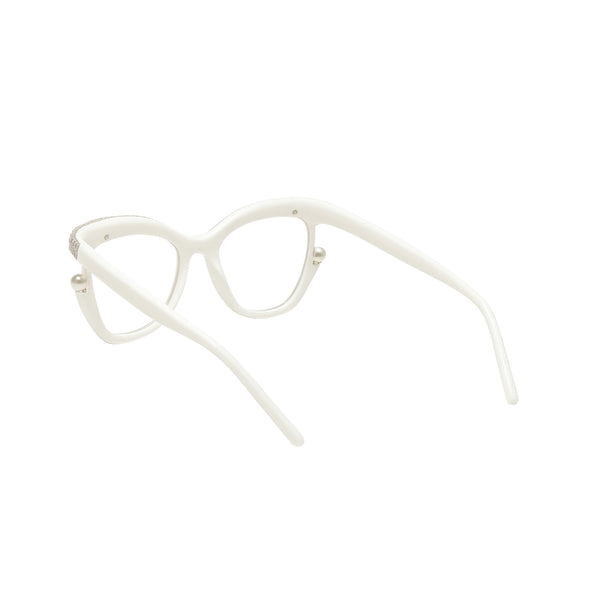 Diamond Cateyes | White Fancy White Crystals Wayfarer Transparent Sunglass