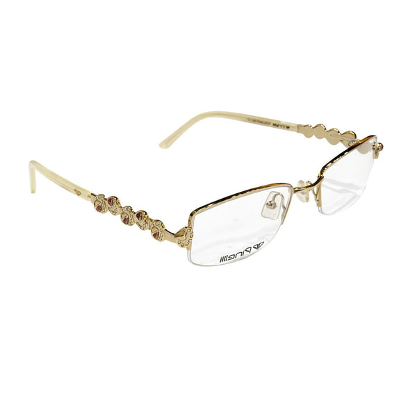 Golden Diamonds Cream Transparent Half Rimless Eyewear | I1009 |Pinellii Edition