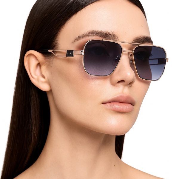 Alaska | Golden Blue Aviator Sunglass - (ZAADWFALBLU0003)