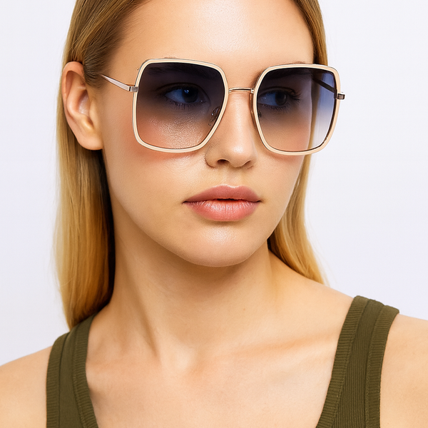 Rio | Cream Oversized Wayfarer Sunglass