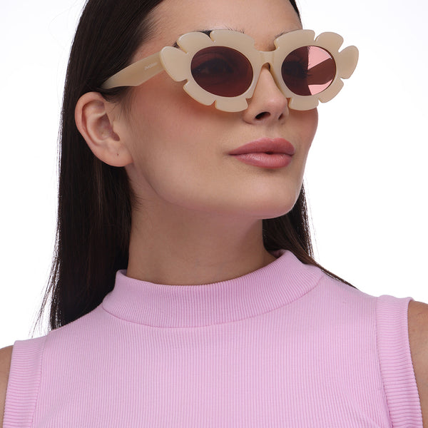 Streamline Shades | Light Taupe Round Sunglass