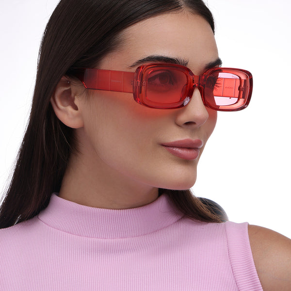Rome | Red Transparent Rectangle Sunglass