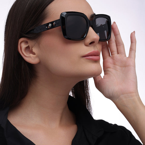 NY | Black Wayfarer Oversize Sunglass