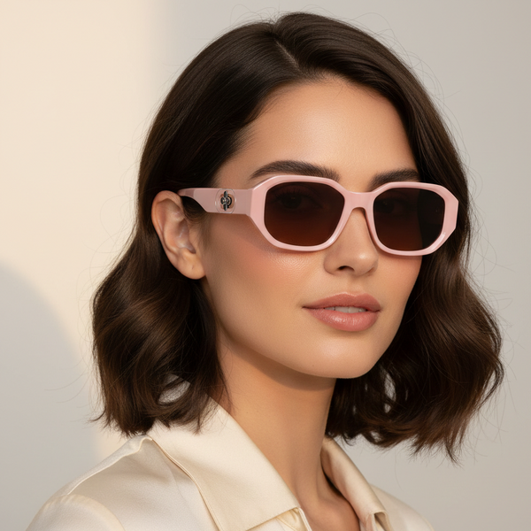 Bangkok | Peach Round Rectangle Sunglass