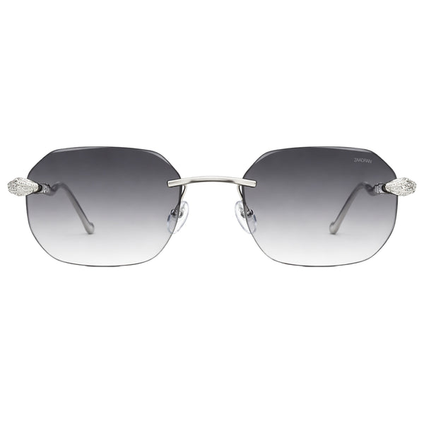 Venice Silver Black Rimless Wayfarer Sunglass