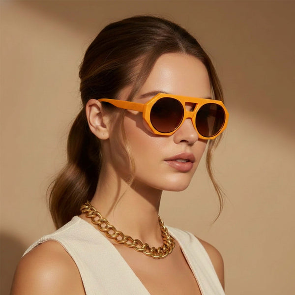 Forest Flair | Orange Round Sunglass