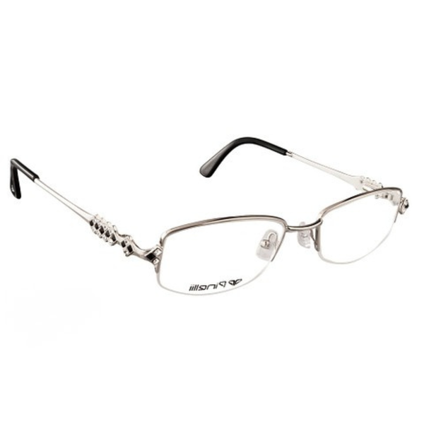 Silver Black Diamond Half Rimless Transparent Rectangle Eyewear Pinelli Edition