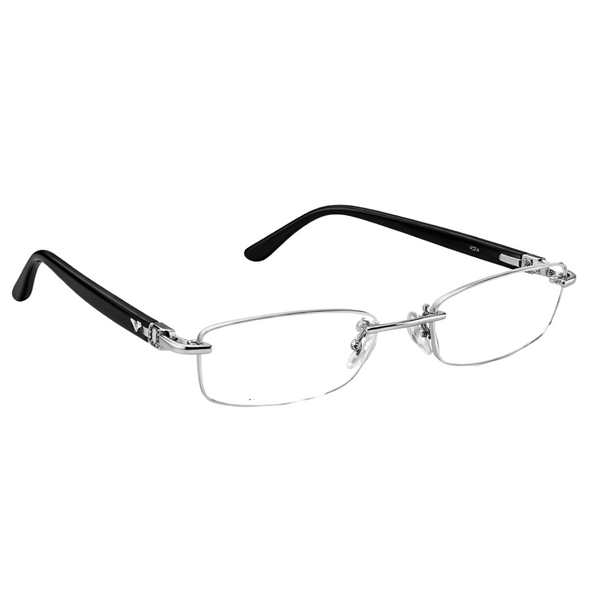 Black Silver Diamond Transparent Rimeless Eyewear | Pinellii Edition