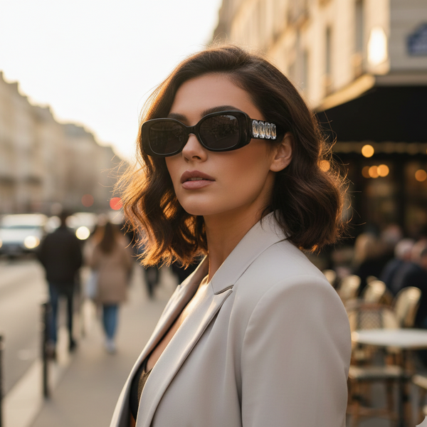 Russia | Black White Diamond Rectangle Sunglass