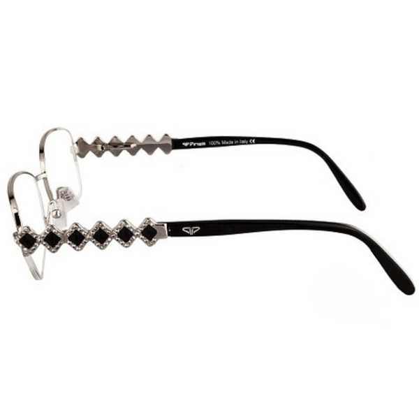 Black Silver Diamonds Transparent Rimless Rectangle Eyewear | Pinelli Edition