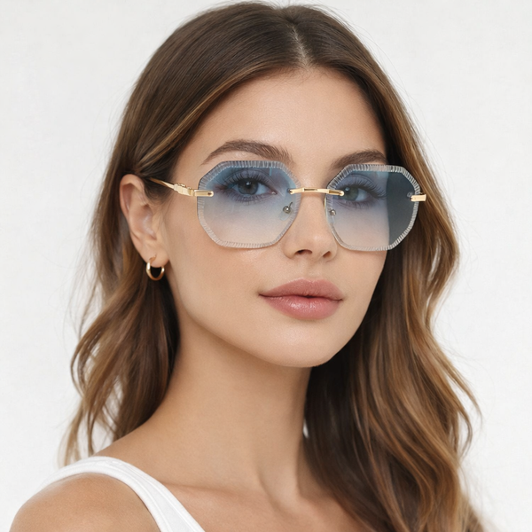Millionaire | Blue Rimless Wayfarer Sunglass