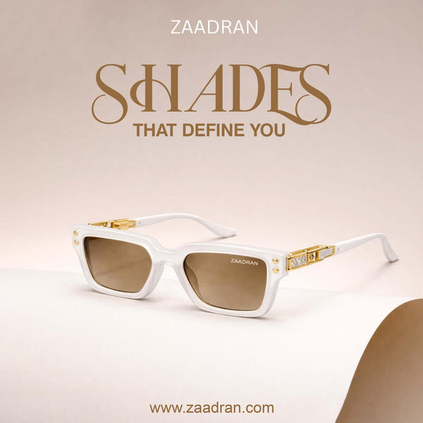 USA | Golden Diamond White Brown Wayfarer Sunglass
