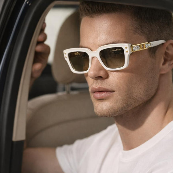 USA | Golden Diamond White Brown Wayfarer Sunglass