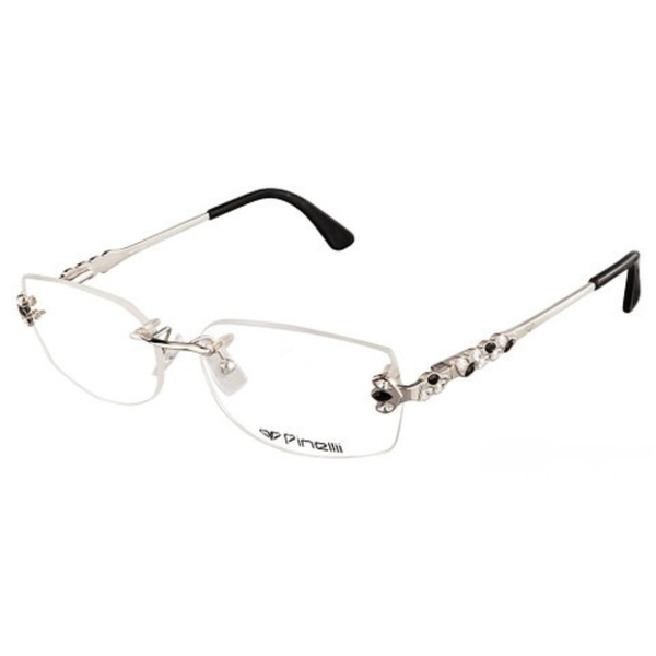 Black Silver Diamond Leaf Transparent Rimless Eyewear | Pinellii Edition