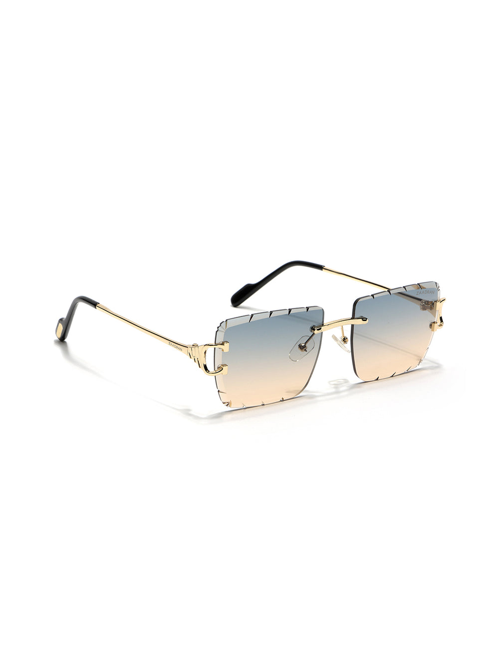 Alberta | Dual Tone Golden Rimless Square Sunglass - (ZAADRLABGLDDT0006)