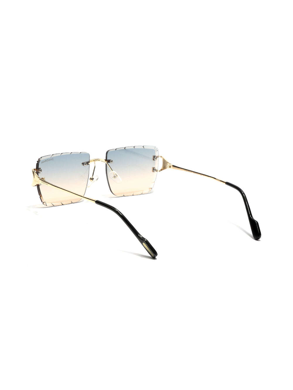 Alberta | Dual Tone Golden Rimless Square Sunglass - (ZAADRLABGLDDT0006)