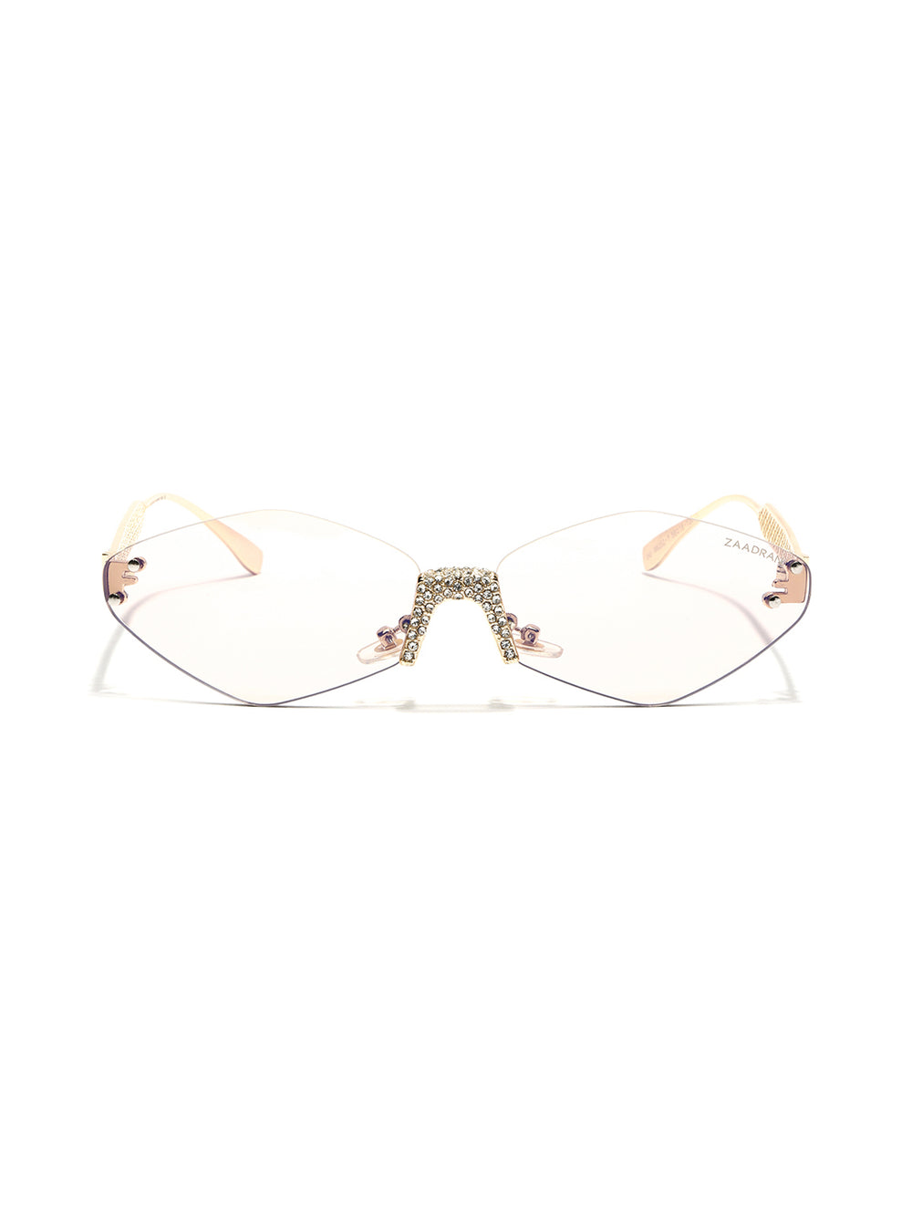 Rose Diamond | Golden Champagne Rimless Cateye Sunglass